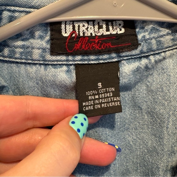 Vintage UltraClub Collection Denim Button Up Shirt - Size Small - Picture 3 of 7